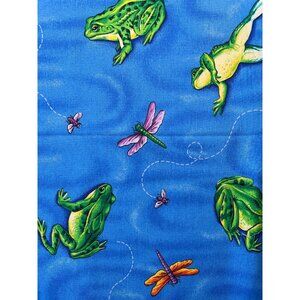 Fabric - OOP Frogs Bees and Dragonflies‎ on Blue Pond VIP Cranston 42" L x 45” W